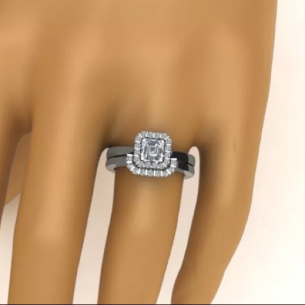 Sterling 1.5 Carat Princess Cut Diamond Ring - Picture 2 of 2